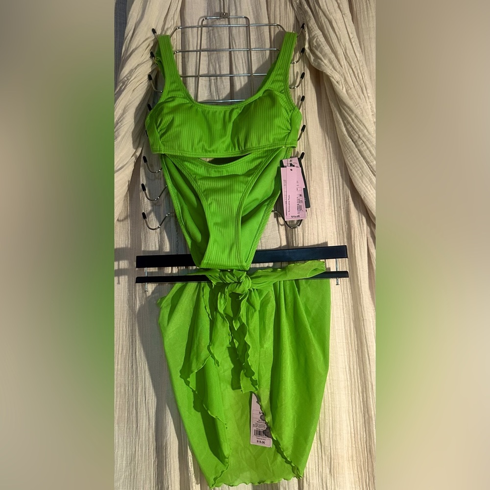 NWT Lime Green Wild Fable Bikini with Cover Up